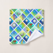 Golf Pattern Blue Initial Badhandtuch Set (Waschlappen)