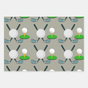 Golf Pattern Wrapping Paper Geschenkpapier Set