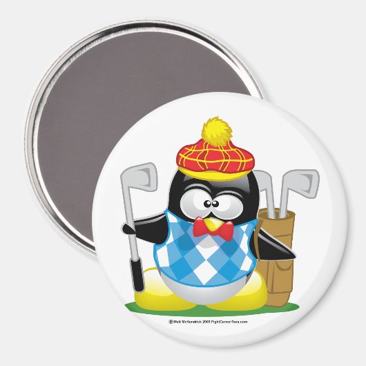 Golf Penguin Magnet (Vorderseite/Rückseite)
