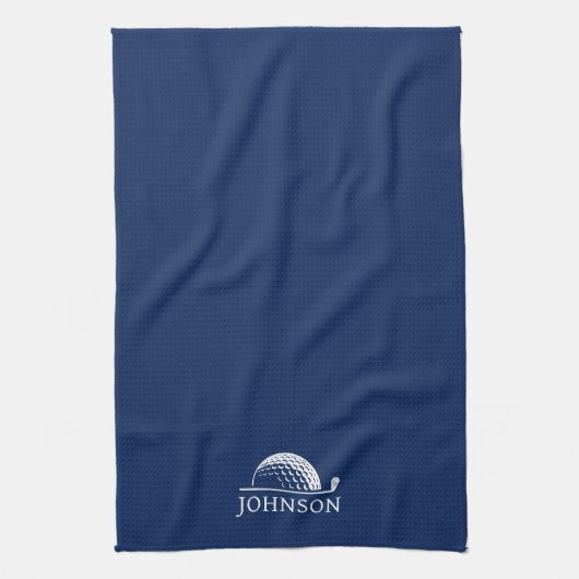 Golf Personalisiert Name Navy Blue Geschirrtuch (Vertikal)