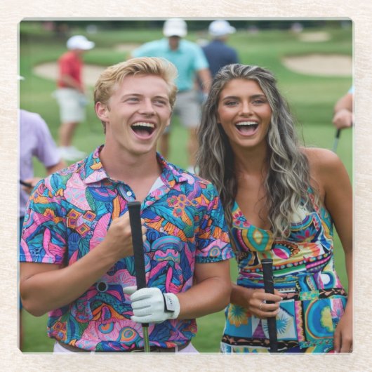 Golf Photo Customize Personalize Glasuntersetzer (Vorderseite)