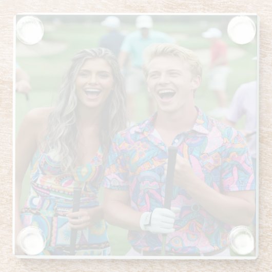 Golf Photo Customize Personalize Glasuntersetzer (Rückseite)