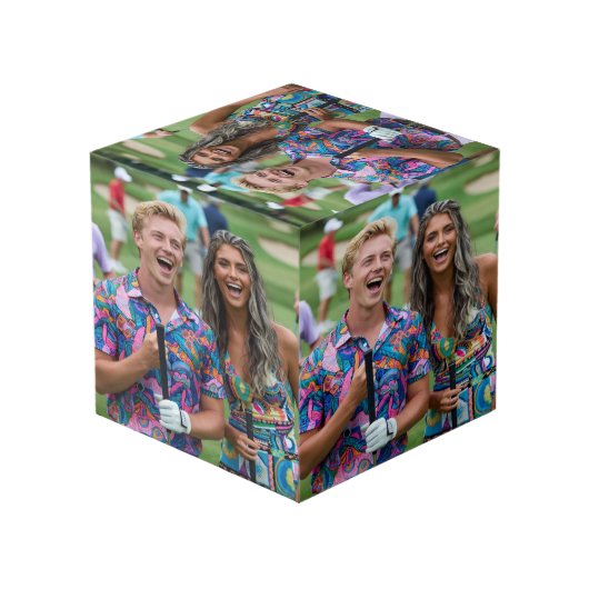 Golf Photo Customize Personalize Würfel (Rückseite Schrägansicht)