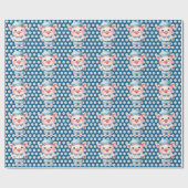 Golf Pig Golfer auf blauem Hintergrund Geschenkpapier (Flach)