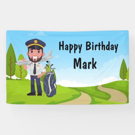 Golf Pilot Geburtstagsparty Banner (Horizontal)