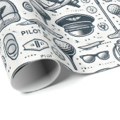 Golf Pilot, Thema mit Luftfahrzeugen Geschenkpapier (Rolleneckpunkt)