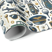 Golf Pilot, Thema mit Luftfahrzeugen Geschenkpapier (Rolleneckpunkt)