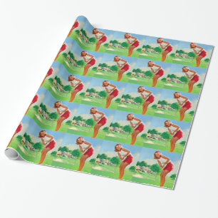Golf Pin Up Geschenkpapier