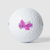 Golf pink butterfly and purple script name golfball (Vorderseite)