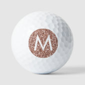 Golf Pink Monogram Erstmalige Rose Gold Glitzer Golfball (Vorderseite)