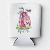 Golf Pink Monogramm Dosenkühler (Vorderseite)