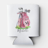Golf Pink Monogramm Dosenkühler (Rückseite)