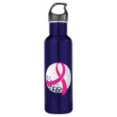 Golf Pink Ribbon Brustkrebs Bewusstsein Edelstahlflasche (Vorderseite)