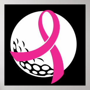 Golf Pink Ribbon Brustkrebs Bewusstsein Poster