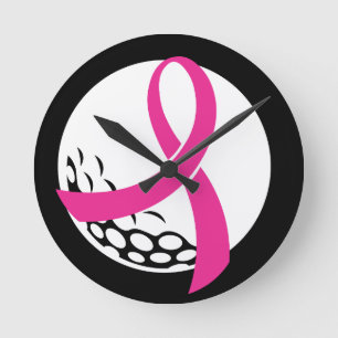 Golf Pink Ribbon Brustkrebs Bewusstsein Runde Wanduhr