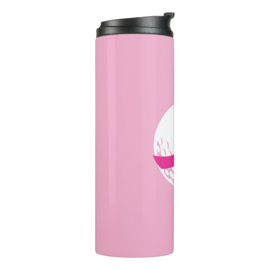 Golf Pink Ribbon Brustkrebs Bewusstsein Thermosbecher (Nach links gedreht)