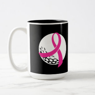 Golf Pink Ribbon Brustkrebs Bewusstsein Zweifarbige Tasse