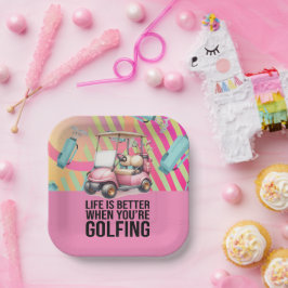 Golf Pink Thema für Frauen Golfer Party Pappteller