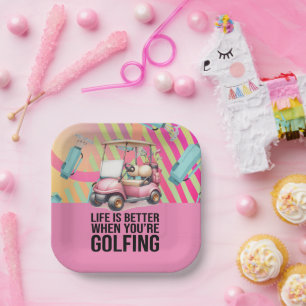 Golf Pink Thema für Frauen Golfer Party Pappteller