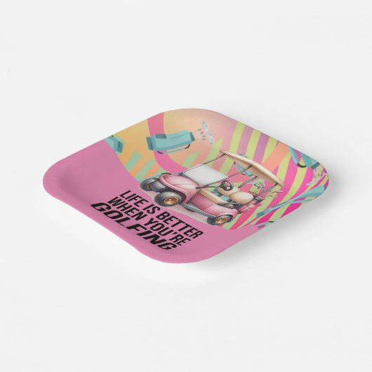 Golf Pink Thema für Frauen Golfer Party Pappteller (Gewinkelt)