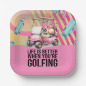 Golf Pink Thema für Frauen Golfer Party Pappteller (Vorderseite)