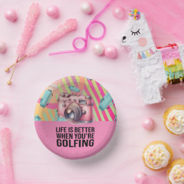 Golf Pink Thema für Frauen Golfer Party Pappteller