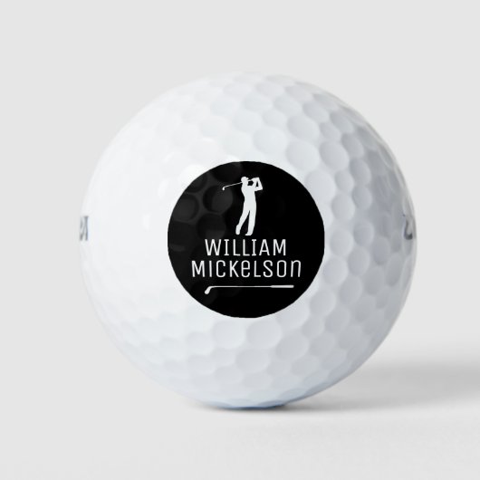 Golf Player Ball With His Name Black (Vorderseite)