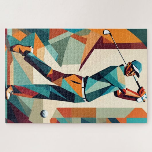Golf Player Cubist Jigsaw Puzzle (Horizontal)