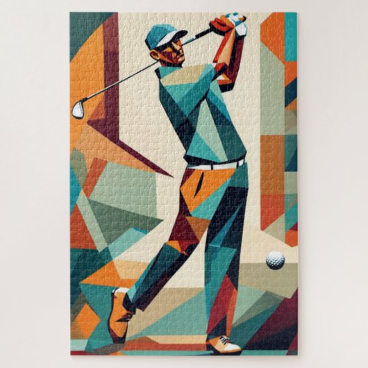 Golf Player Cubist Jigsaw Puzzle (Vertikal)