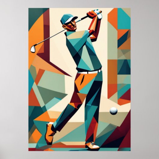 Golf Player Cubist Poster (Vorne)