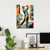 Golf Player Cubist Poster (Heimbüro)