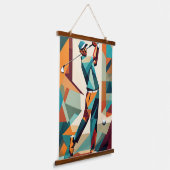 Golf Player Cubist Wall Tapestry Wandteppich Mit Holzrahmen (Gewinkelt)