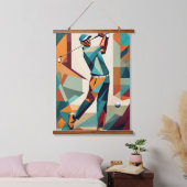 Golf Player Cubist Wall Tapestry Wandteppich Mit Holzrahmen (Schlafzimmer)