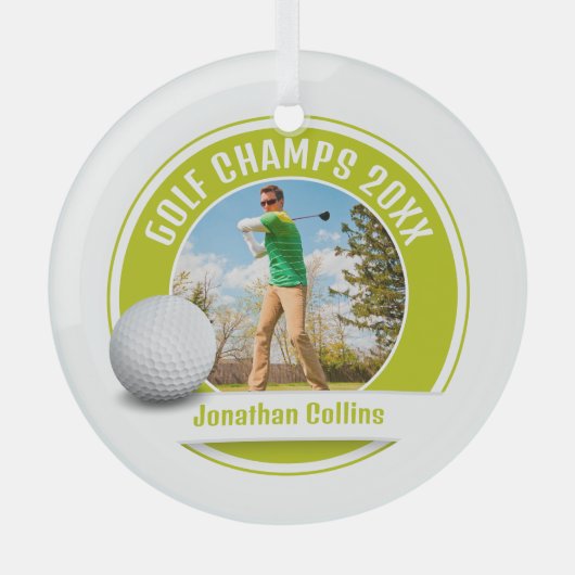 Golf Player Foto | Golfmeister 20XX Ornament Aus Glas (Vorderseite)