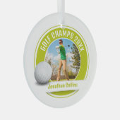 Golf Player Foto | Golfmeister 20XX Ornament Aus Glas (Vorderseite Rechts)