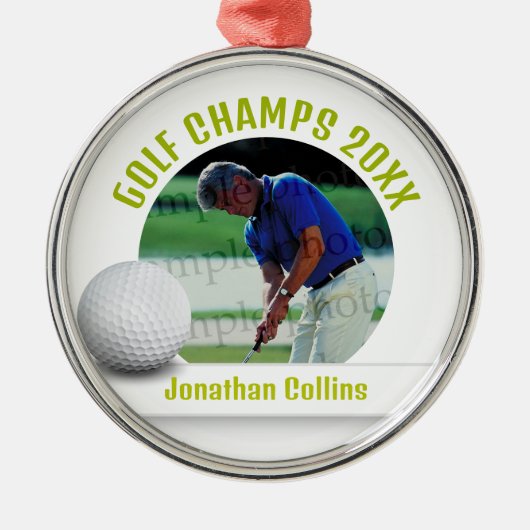 Golf Player Foto | Golfmeister 20XX Ornament Aus Metall (Vorne)