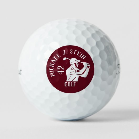 Golf Player Icon, Name and Age deep red Golfball (Vorderseite)