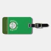 Golf Player Mit Monogramm Reisegepäck GRÜNE Gepäckanhänger (Vorderseite horizontal)
