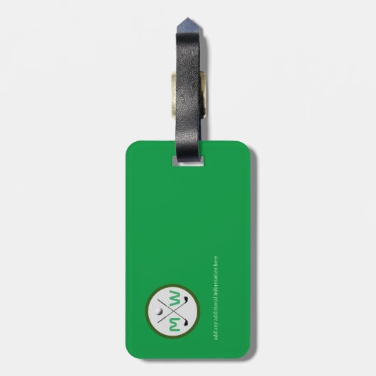 Golf Player Mit Monogramm Reisegepäck GRÜNE Gepäckanhänger (Rückseite vertikal)