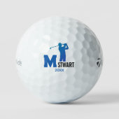 Golf Player Modern Blue Monogram Golfball (Vorderseite)