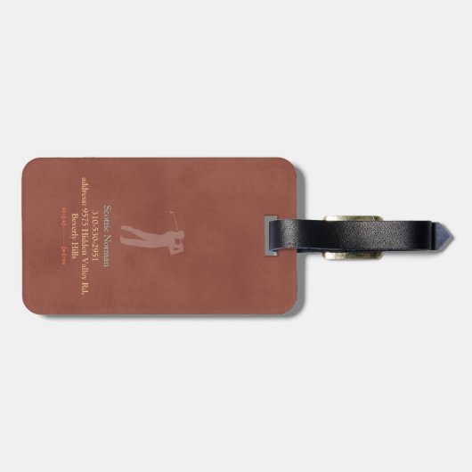 Golf Player Modern cool brick-red  Gepäckanhänger (Rückseite horizontal)