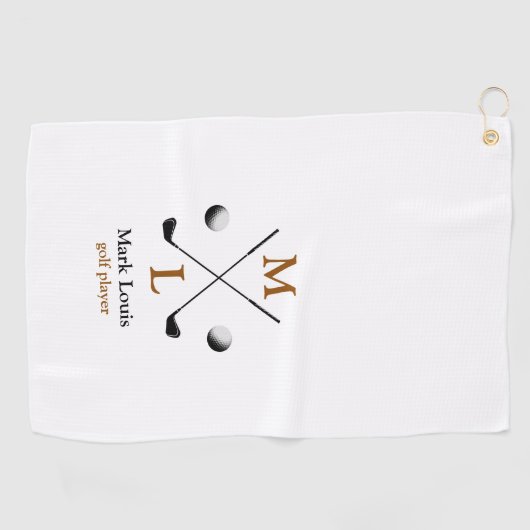 Golf Player Monogram Logo Golf Handtuch (Horizontal)