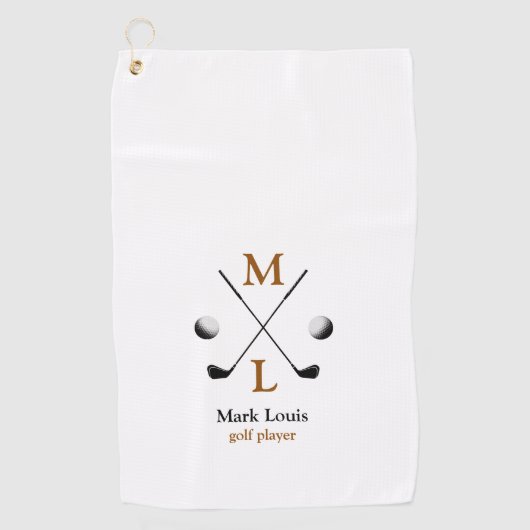 Golf Player Monogram Logo Golf Handtuch (Vorderseite)