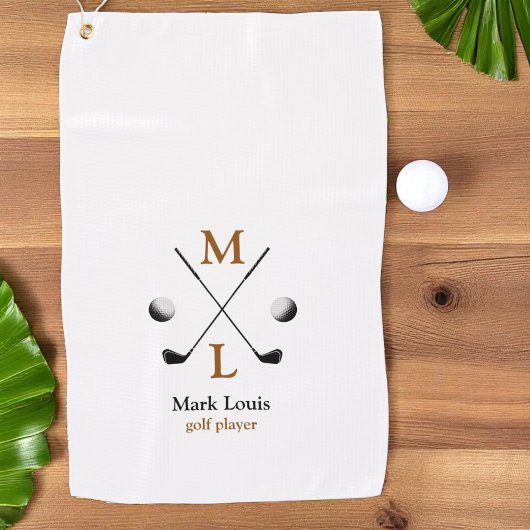 Golf Player Monogram Logo Golf Handtuch