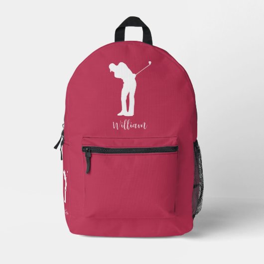 Golf Player Script Monogram Club Member Custom Bedruckter Rucksack (Vorderseite)