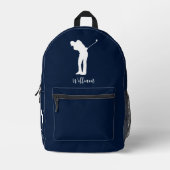 Golf Player Script Monogram Navy Blue Bedruckter Rucksack (Vorderseite)
