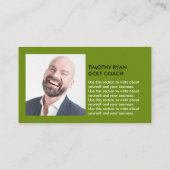 Golf Player Silhouette, GoIf Coach Foto Visitenkarte (Rückseite)