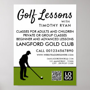 Golf Player Silhouette, GoIf Lektion Werbung Poster