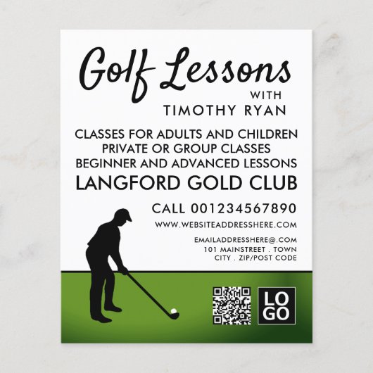 Golf Player Silhouette, GoIf Lesson Werbung Flyer (Vorne)