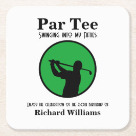 Golf Player Swinging into My Fifties 50th Birthday Rechteckiger Pappuntersetzer